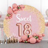 Lofaris Circle Gold Glitter Light Pink 18th Birthday Backdrop